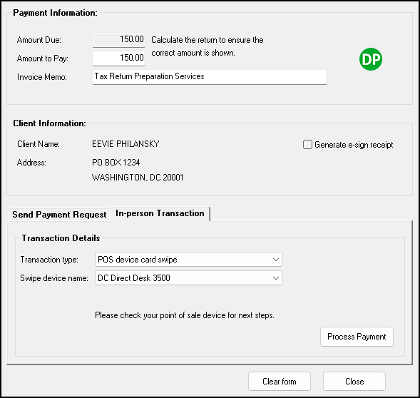 Completing a Drake Pay transaction using a POS device